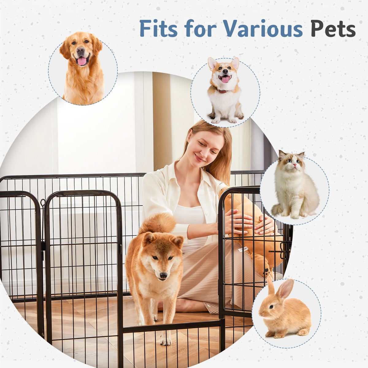 JHK Foldable Metal Dog Playpen Exercise Fence