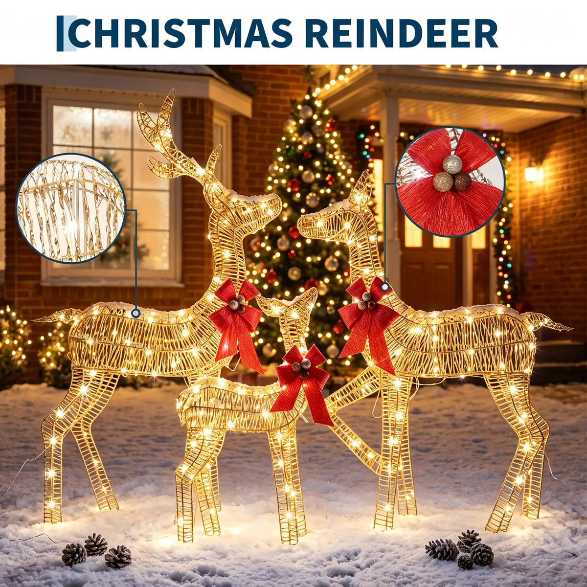 Lighted Christmas Deer Family Outdoor Decoration Set