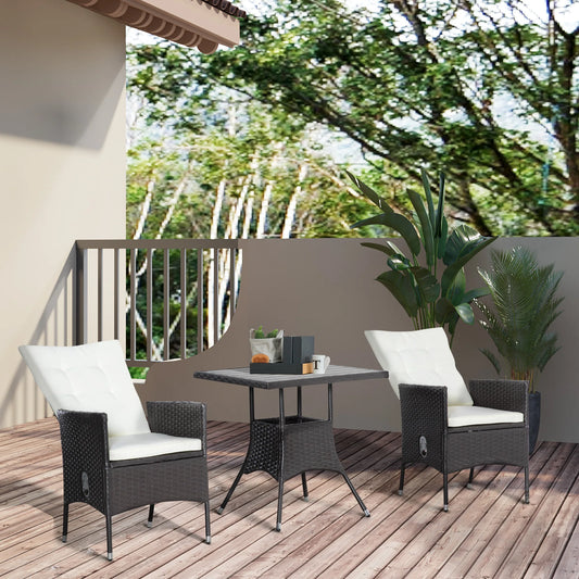 Outsunny Wicker Patio Reclining Chair Set With Table