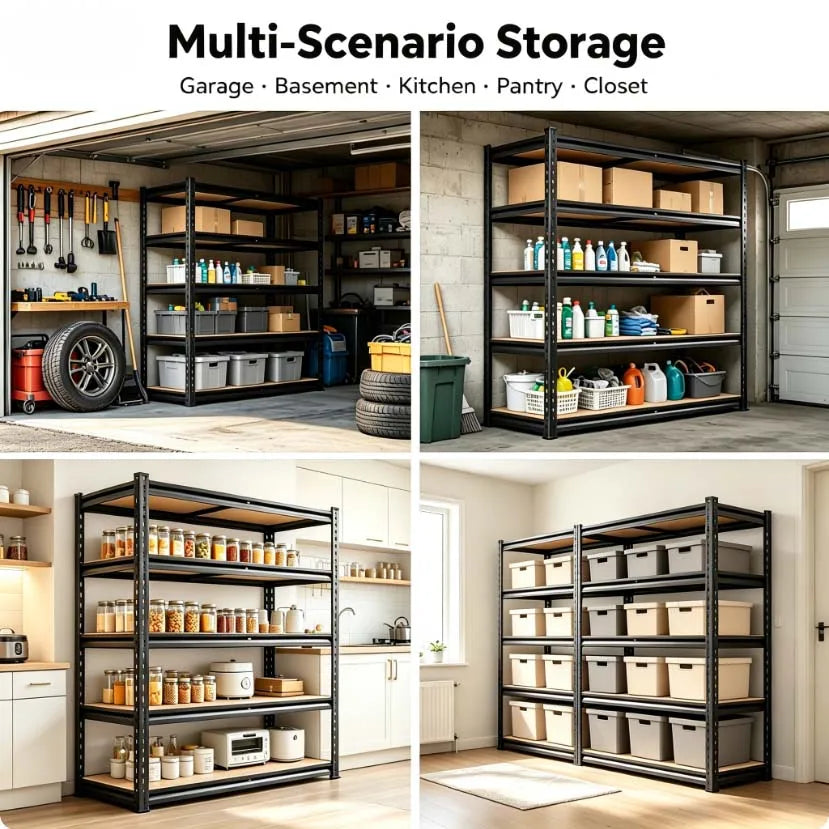 Heavy Duty Adjustable Metal Storage Rack with MDF Shelves