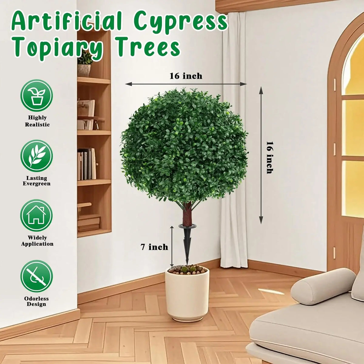 Artificial Boxwood Topiary Ball Tree With Ground Spike