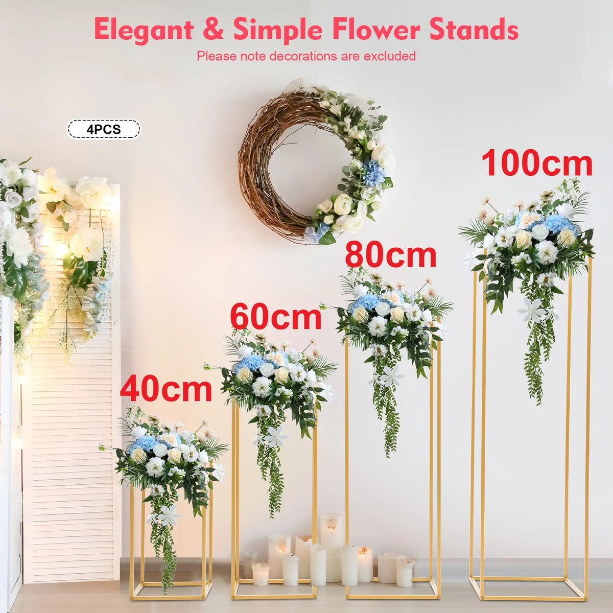Metal Flower Stand Set For Wedding Column Display Racks