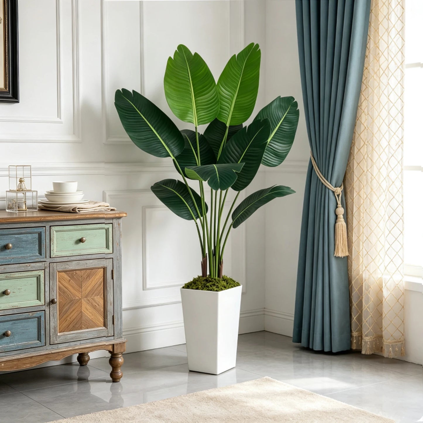 Bird Of Paradise Artificial Plant In Tall Planter
