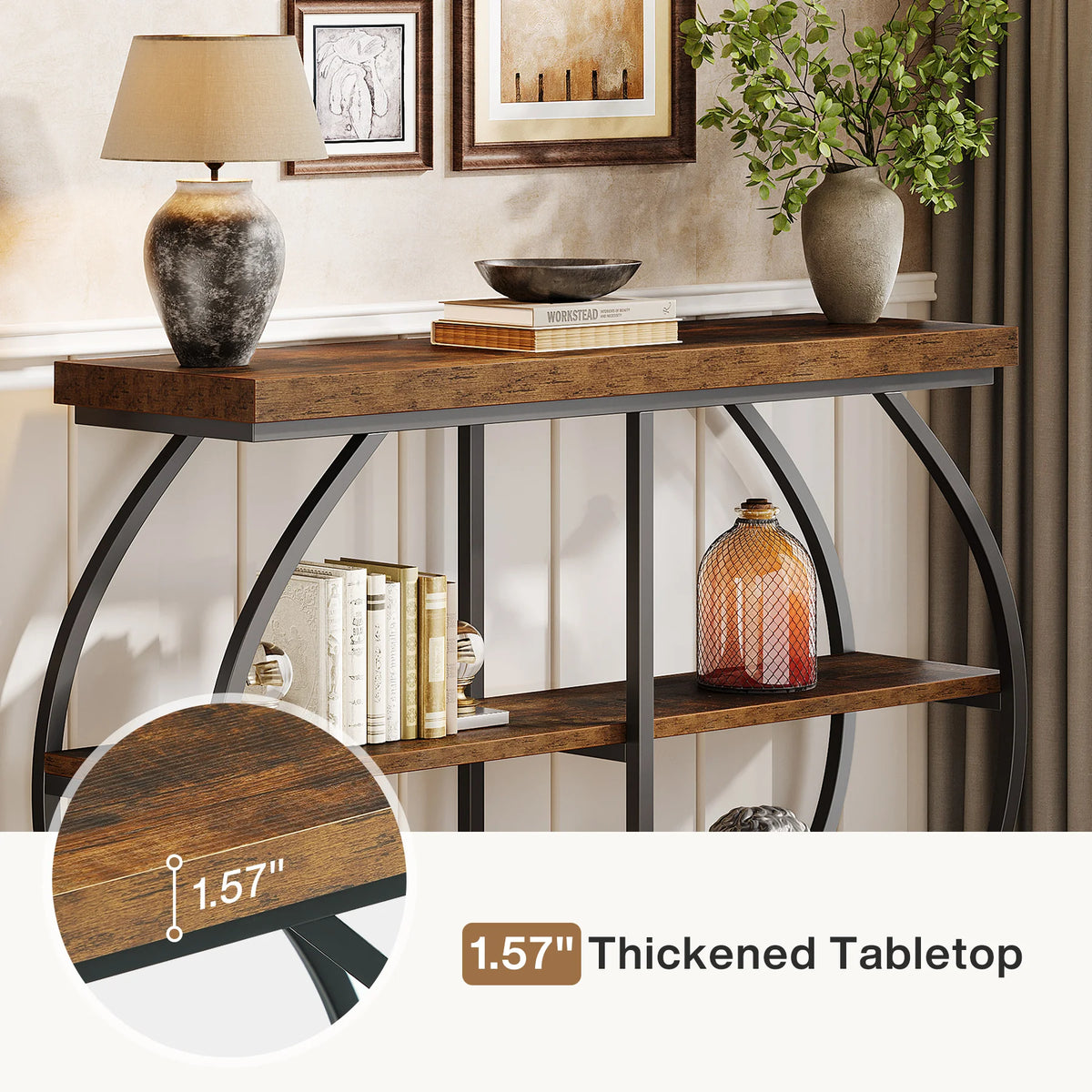 Tribesigns Industrial 3 Tier Entryway Console Table