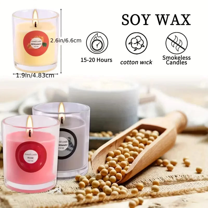 20 Packs of Scented Candles (6.6cm*4.83cm), with 10 Kinds of fragrant Scents, Soy Wax Glass Jar Candles, Strong-Scented Candles, Suitable for Ladies' Birthdays, President's Day, Easter, Mother's Day, Etc.
