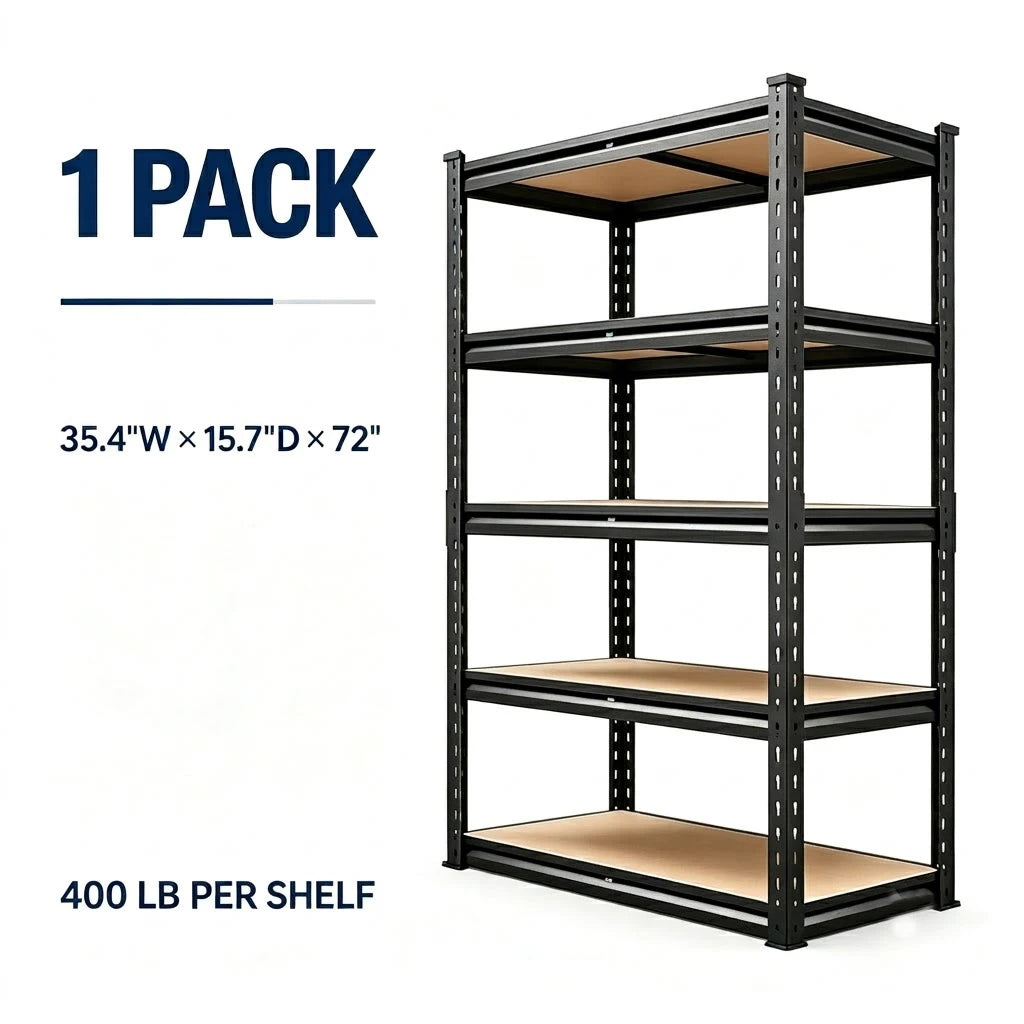 Heavy Duty Adjustable Metal Storage Rack with MDF Shelves