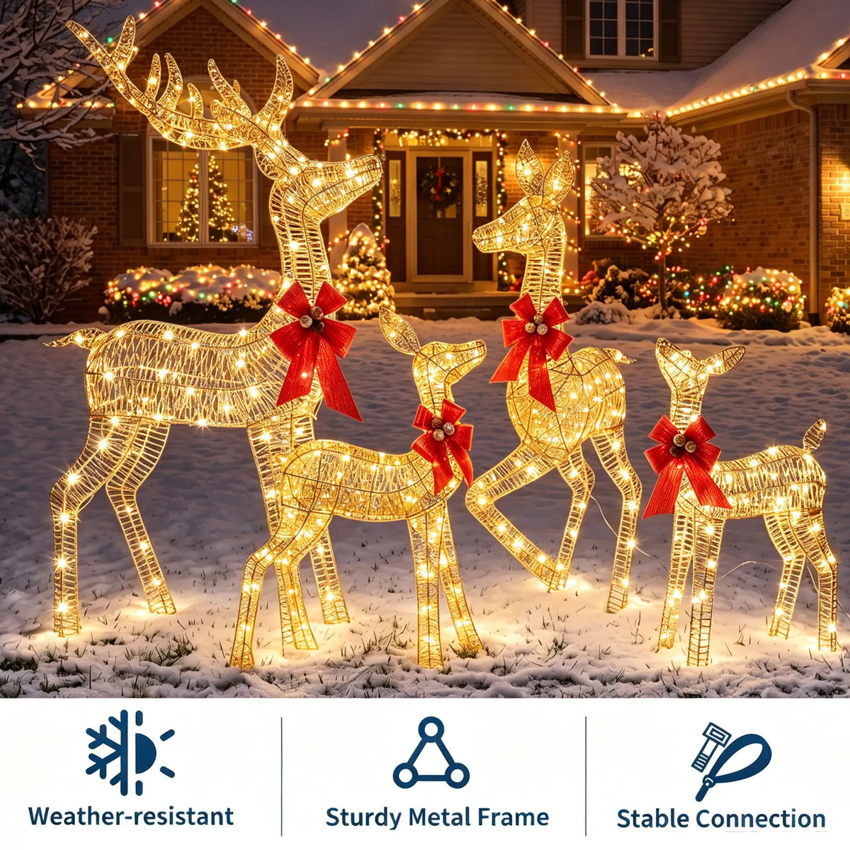 Lighted Christmas Deer Family Outdoor Decoration Set