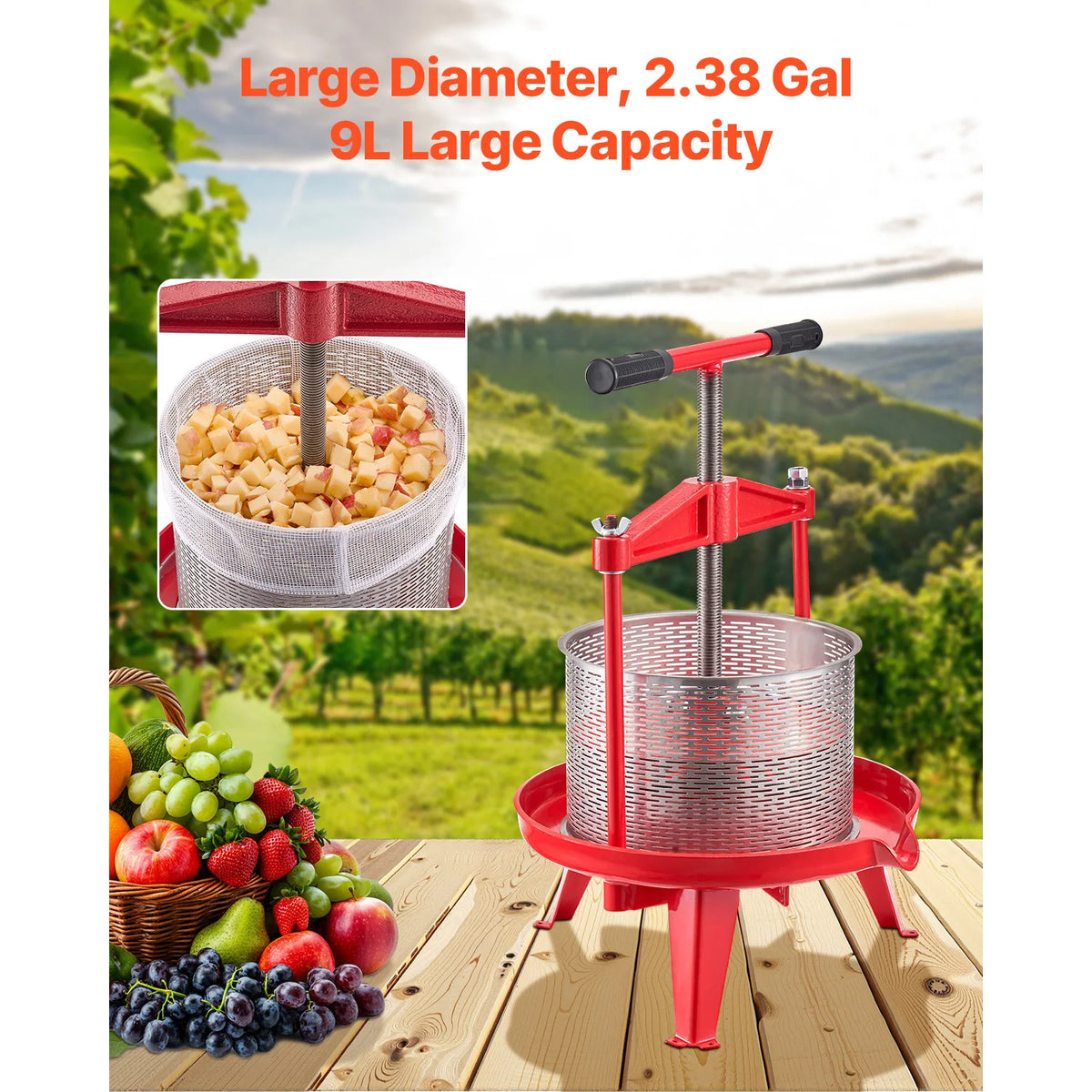 Stainless Steel Manual Fruit Wine Press for Juice Making