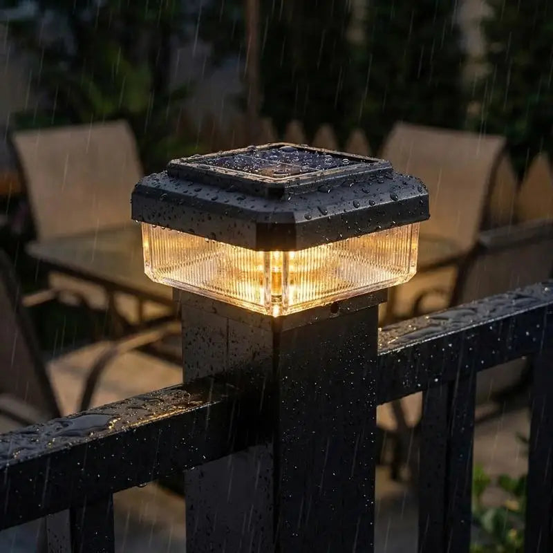 LED Solar Post Cap Light IP65 Waterproof Outdoor Use