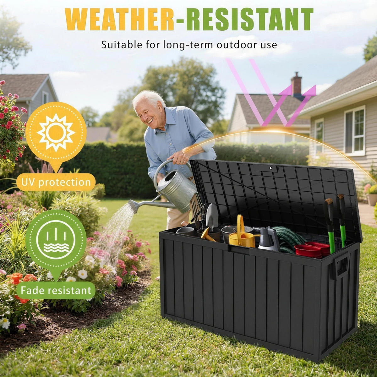 SARENZOON Outdoor Deck Box With Lockable Lid