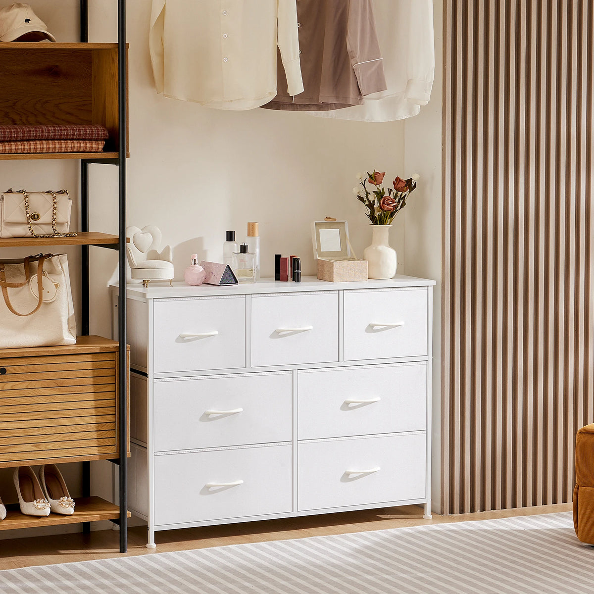 JHK Bedroom Wardrobe With Fabric Storage Drawers