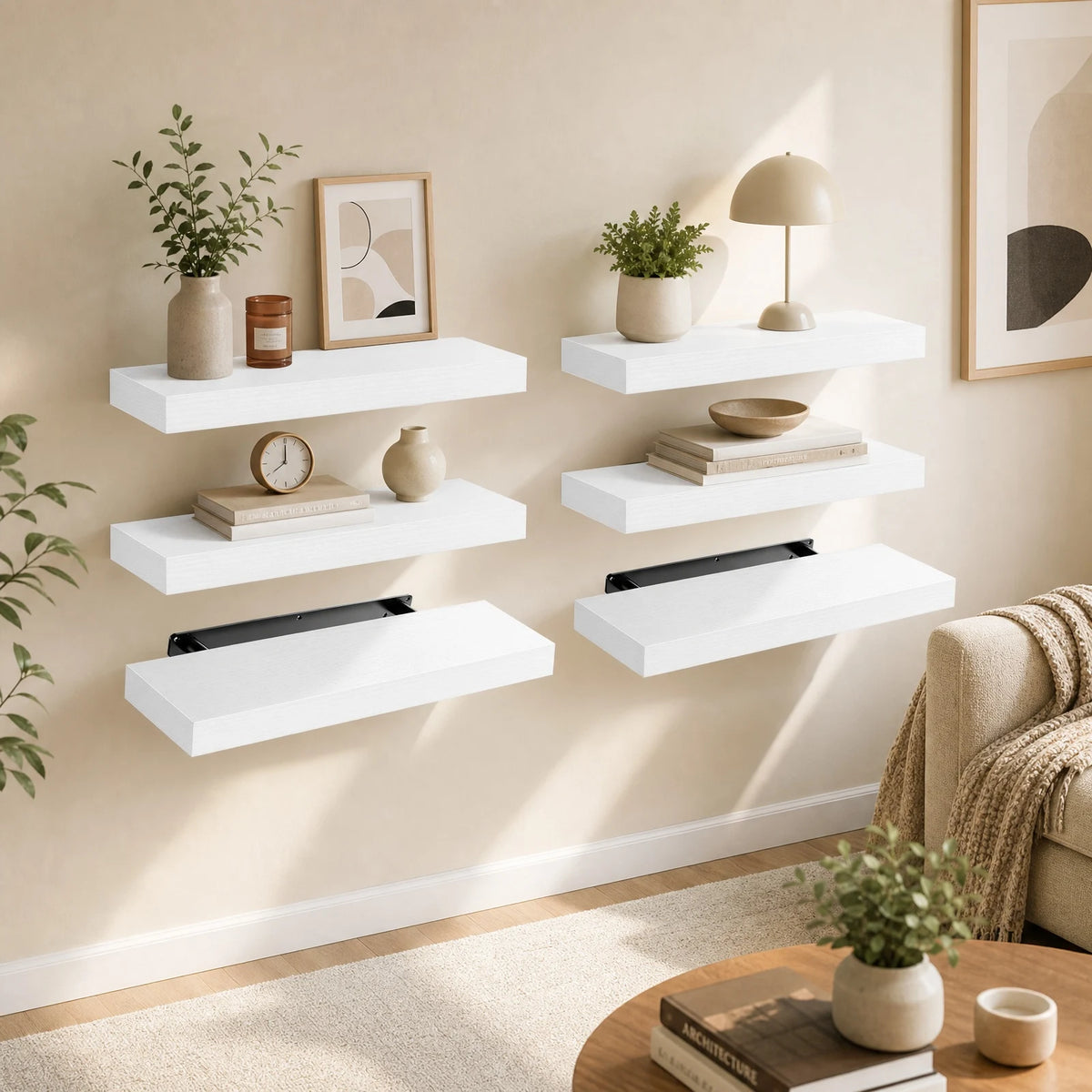 Modern Floating Wall Shelves With Hidden Brackets
