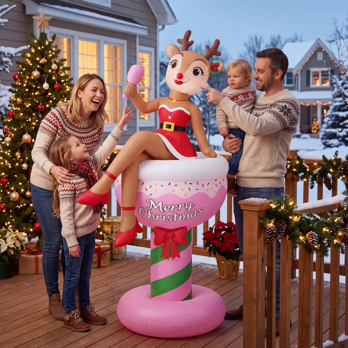 Joyfy Inflatable Reindeer Cocktail Glass Christmas Decor