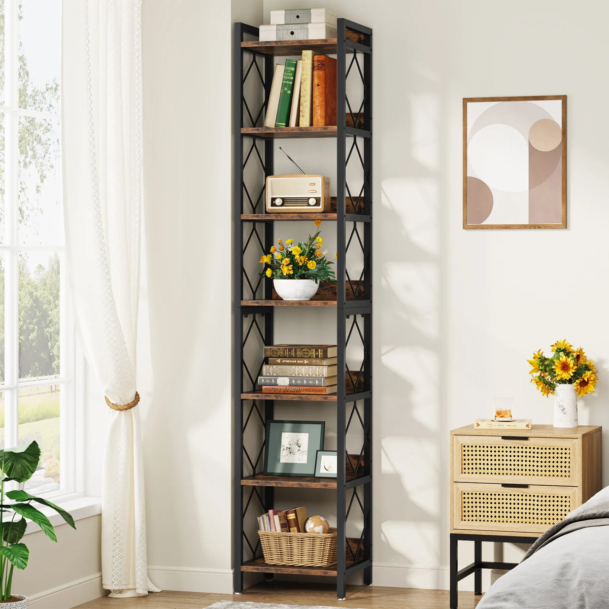 Tribesigns 7 Tier Modern Narrow Bookshelf