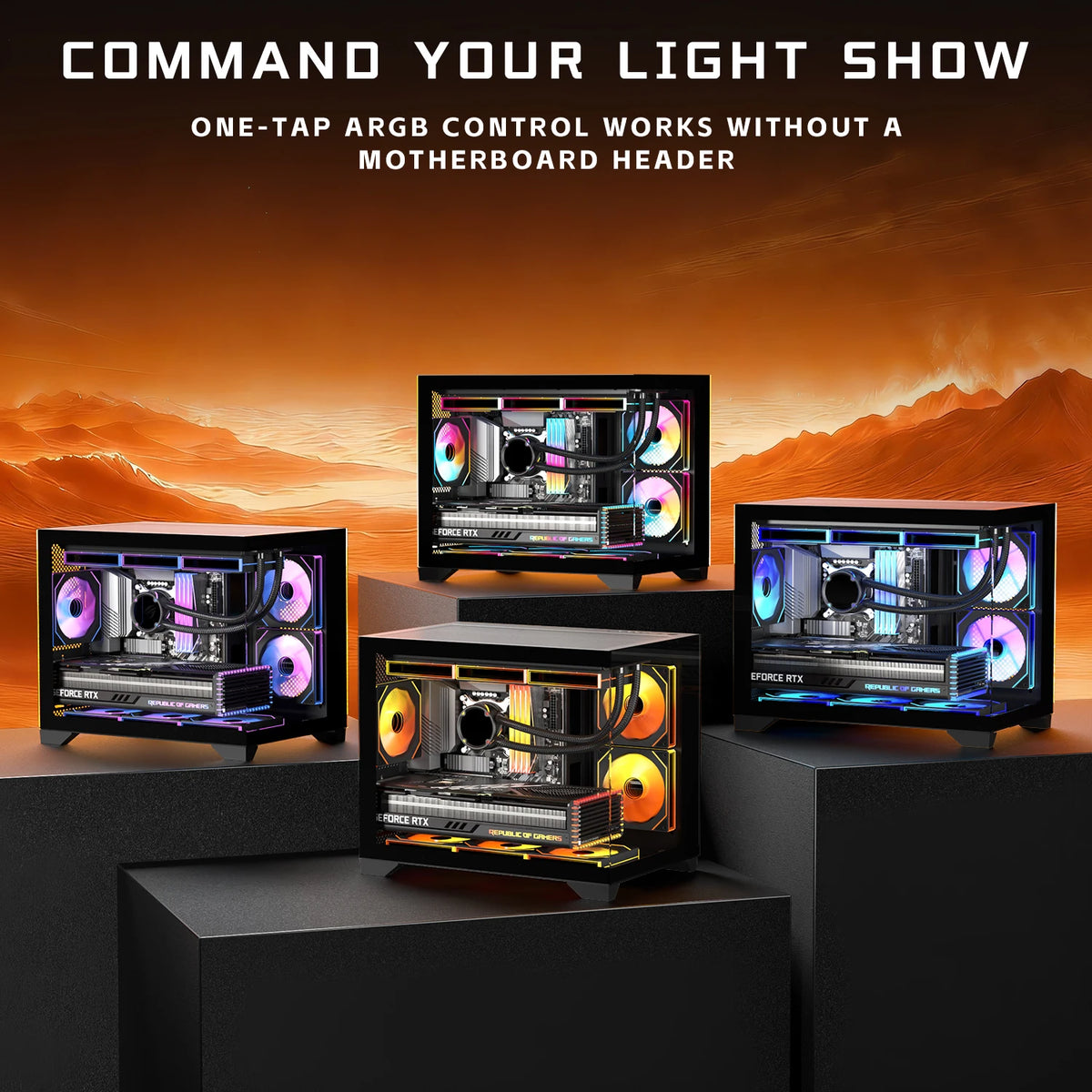 Panoramic Tempered Glass Gaming PC Case With ARGB Fans