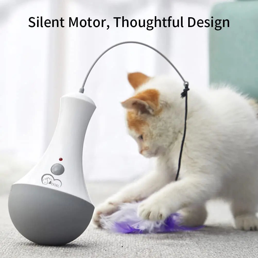Automatic Interactive Feather Cat Toy With Rotation