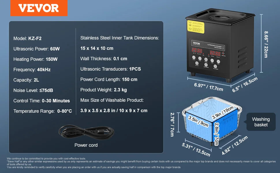 SucceBuy Portable Ultrasonic Cleaner With Timer