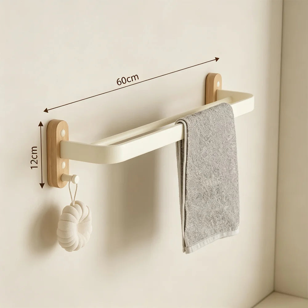 White Walnut Wood Bathroom Hardware Set Towel Rack Organizer Shelf Toilet Brush Holder Wall Mounted Bathroom Accessories Kit