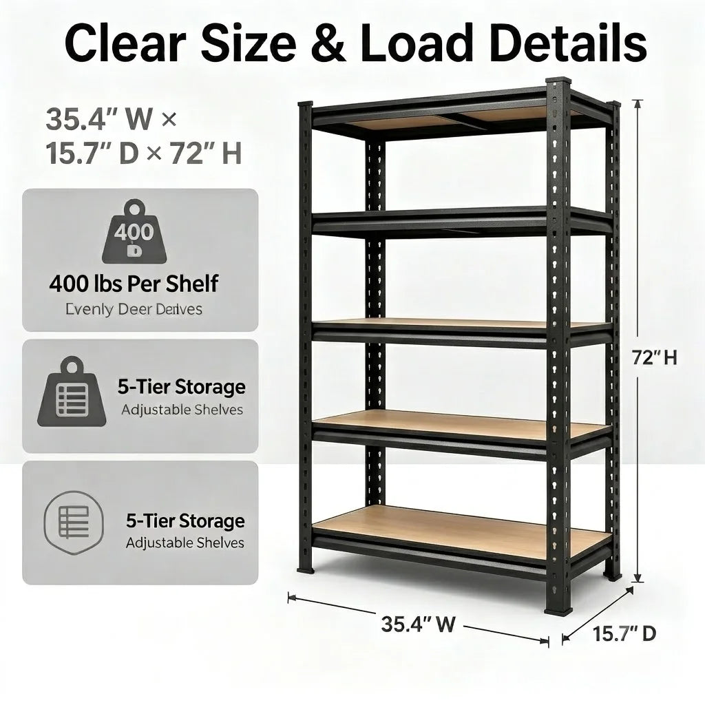Heavy Duty Adjustable Metal Storage Rack with MDF Shelves