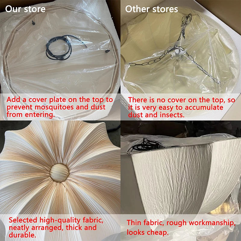 VIGOUS Retro Fabric Wabi Sabi Pendant Light