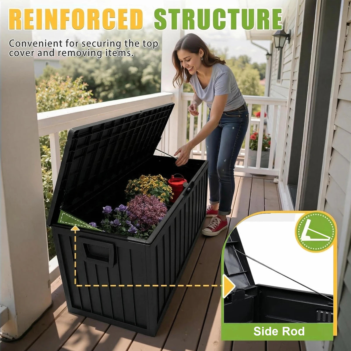 SARENZOON Outdoor Deck Box With Lockable Lid