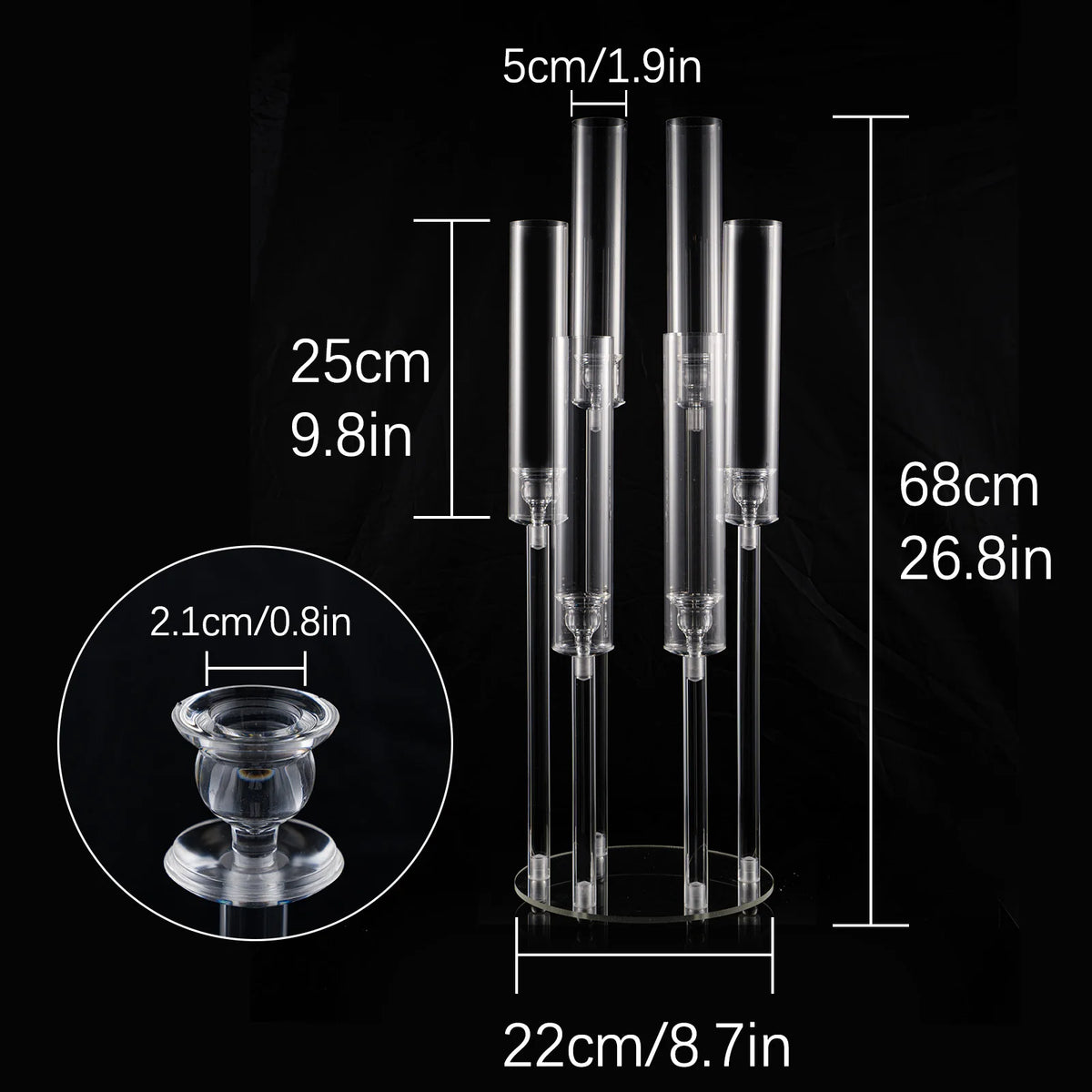 Vincigant 6 Arm Acrylic Candelabra Candle Holder