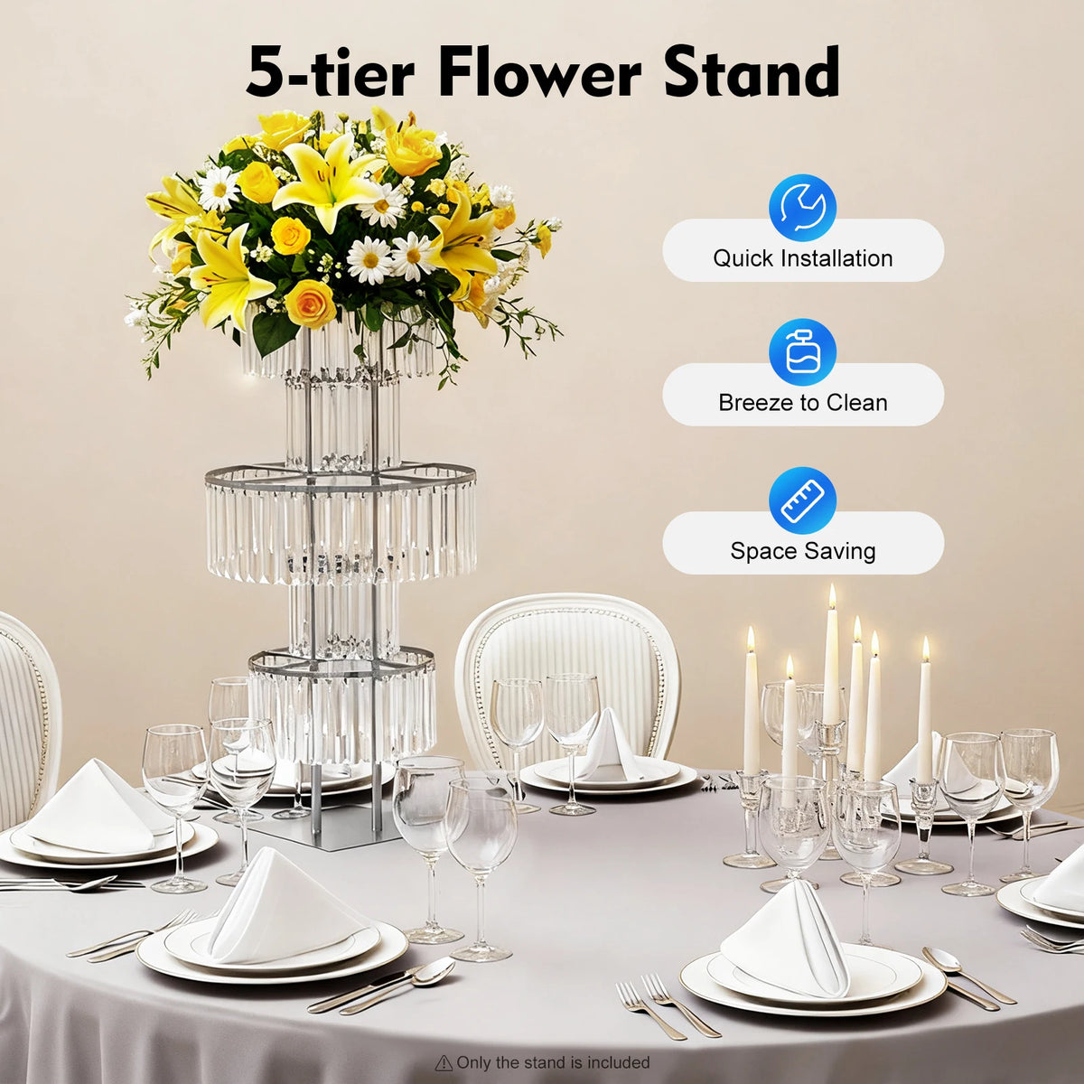 Five Tier Acrylic Crystal Flower Stand