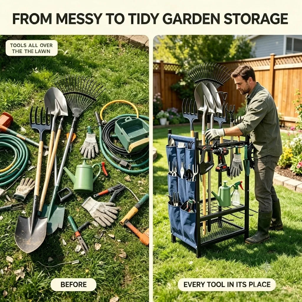 Heavy Duty Garden Tool Storage Organizer Rack