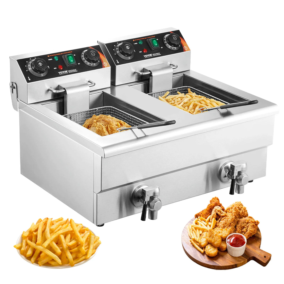 SucceBuy Dual Tank Commercial Electric Deep Fryer