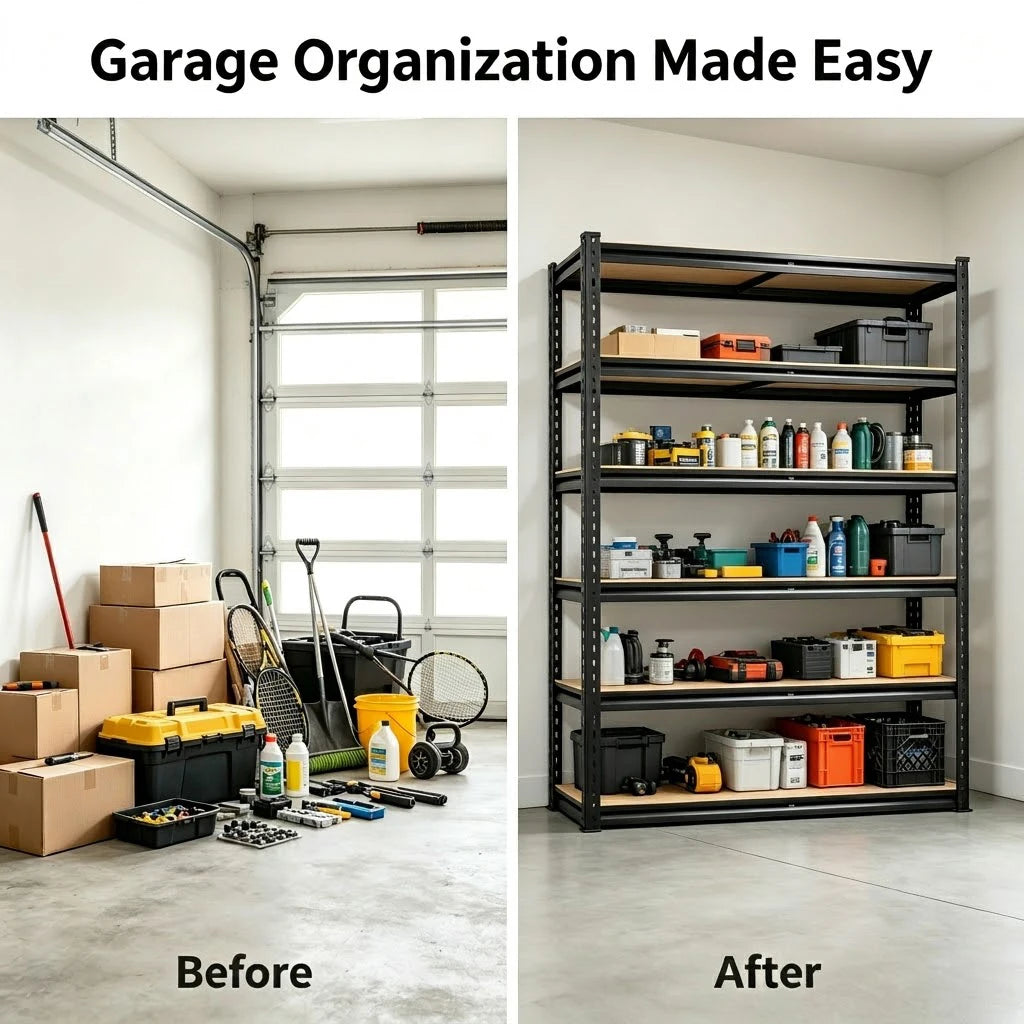 Heavy Duty Adjustable Metal Storage Rack with MDF Shelves