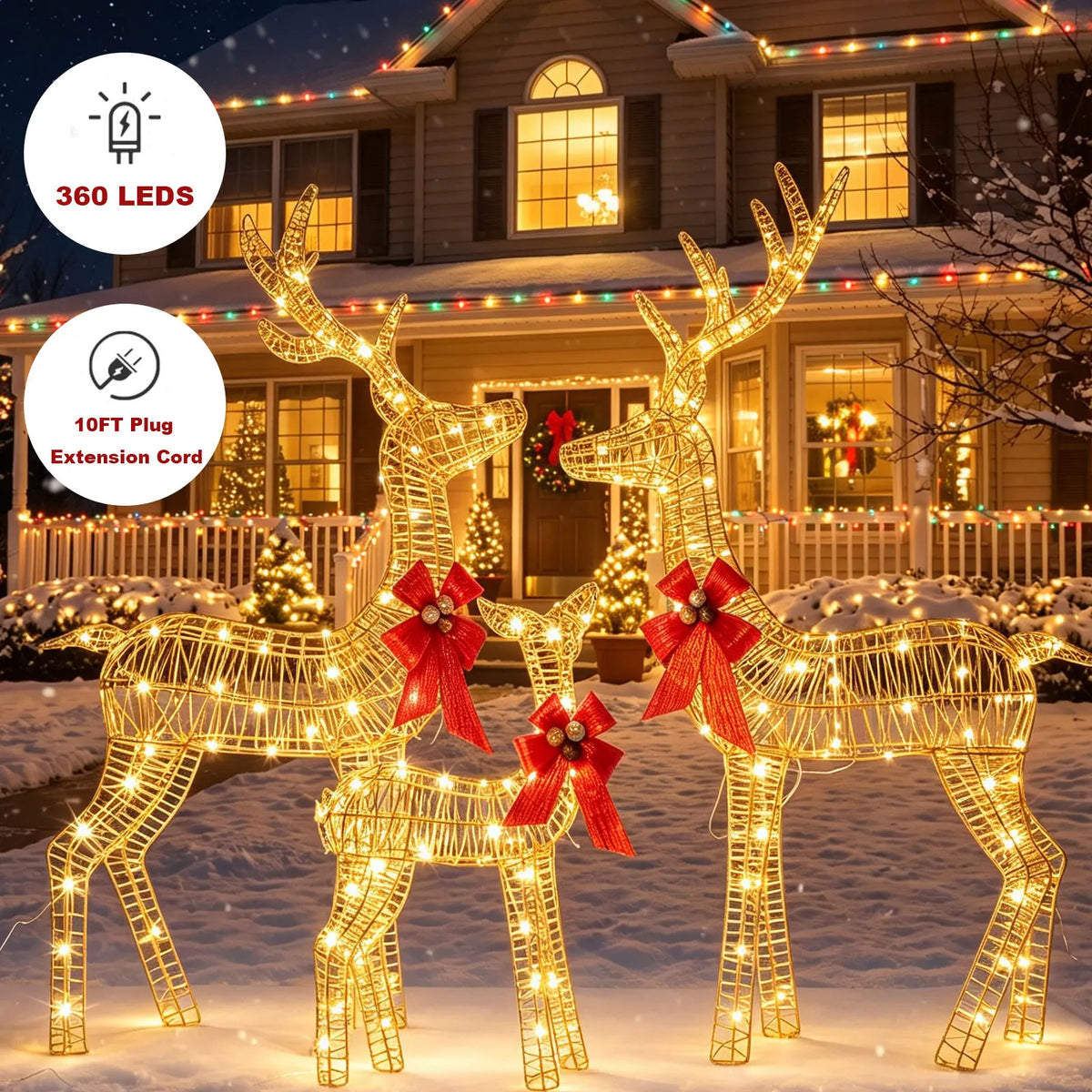 Lighted Christmas Deer Family Outdoor Decoration Set