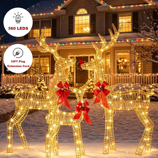 Lighted Christmas Deer Family Outdoor Decoration Set