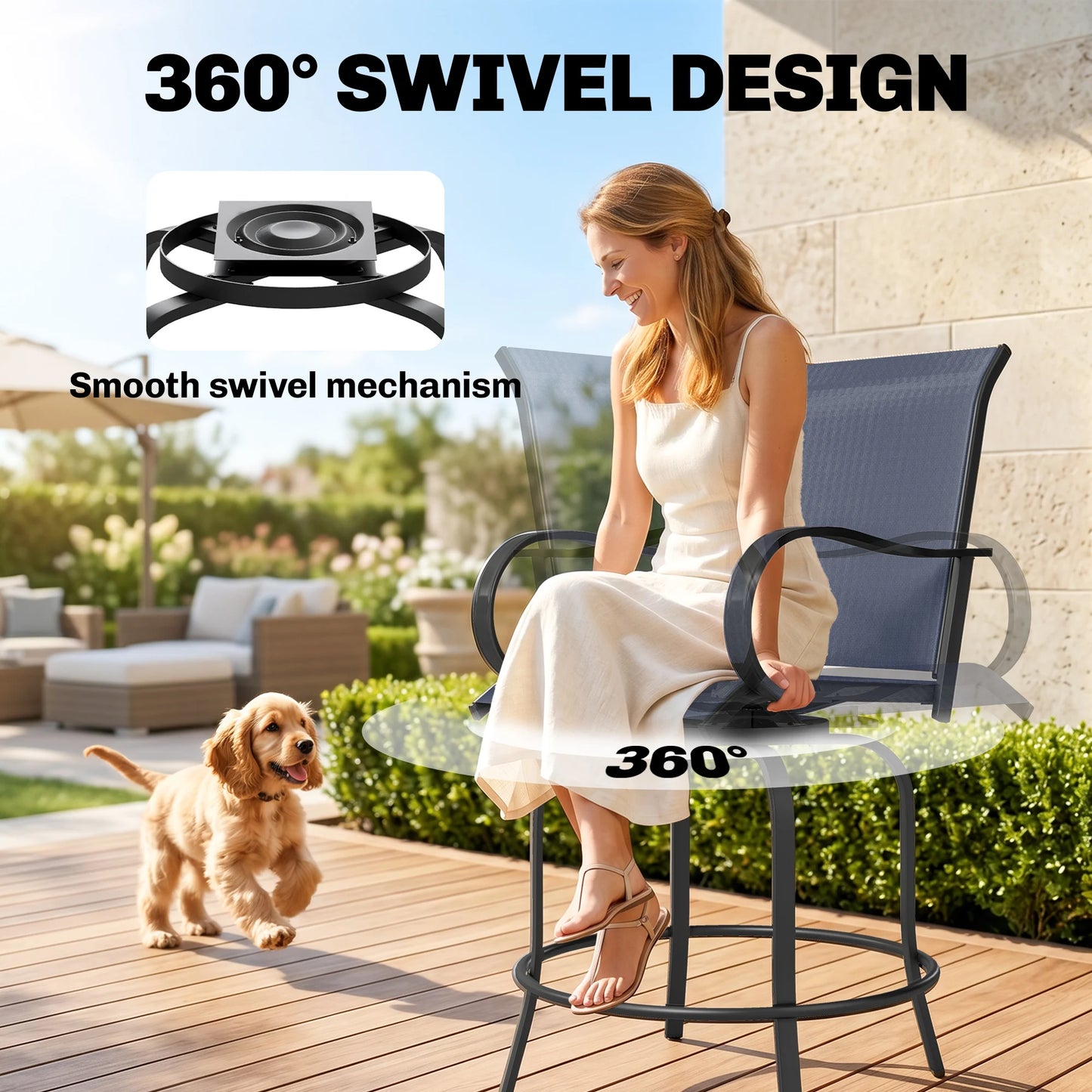 Outsunny Outdoor Bar Stools With Armrests