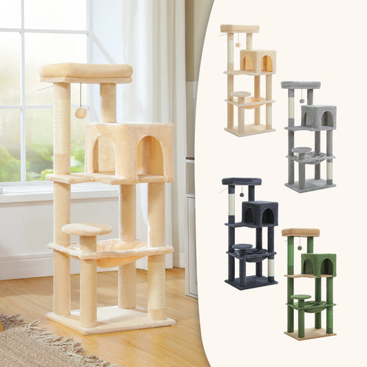 PEQULTI Five Tier Cat Tree With Hammock And Sisal Post