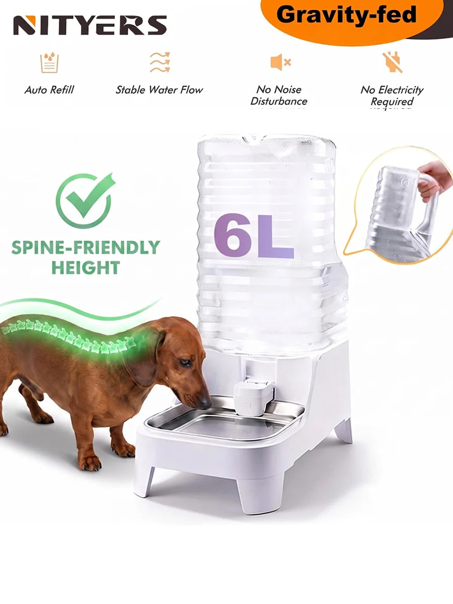 NITYERS Gravity Pet Water Dispenser With Steel Tray