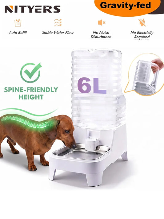 NITYERS Gravity Pet Water Dispenser With Steel Tray