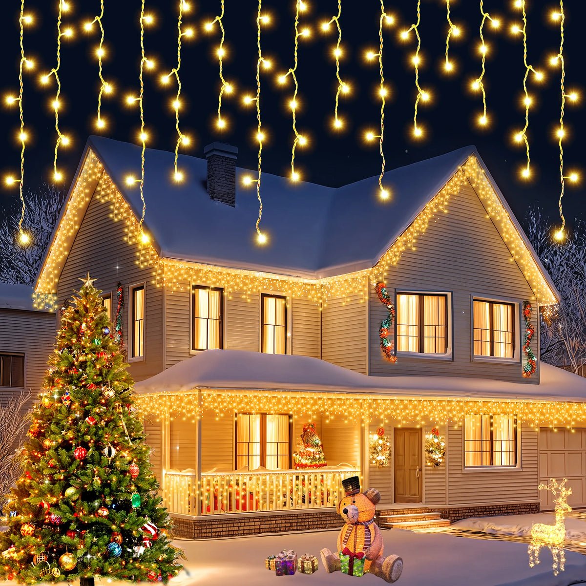 Christmas LED Icicle Lights for Outdoor Holiday Decor