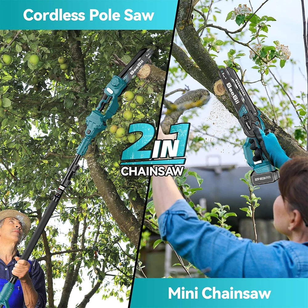 Seesii Brushless Cordless Pole Chainsaw For Garden Pruning