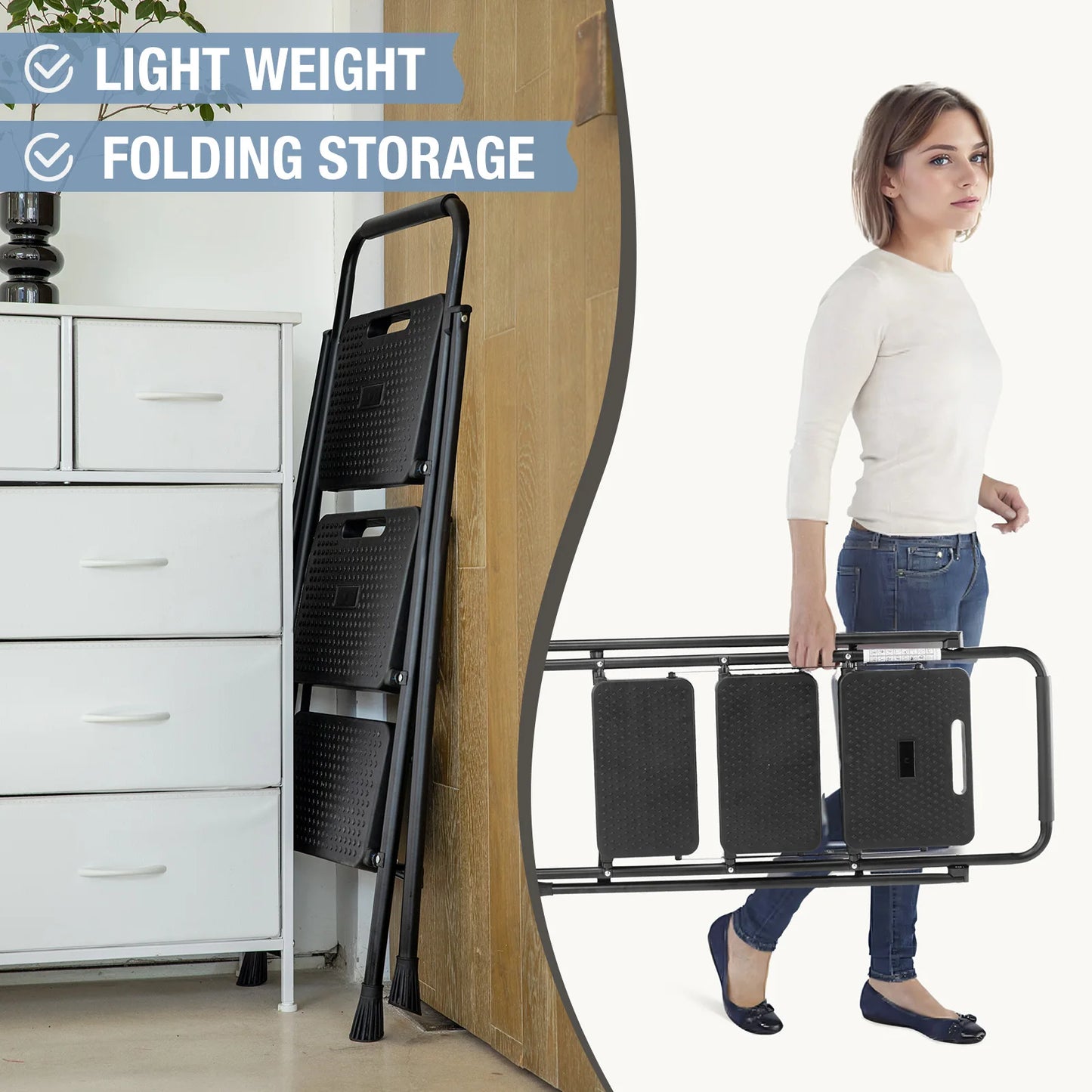 JHK Folding Step Stool With Cushioned Handle