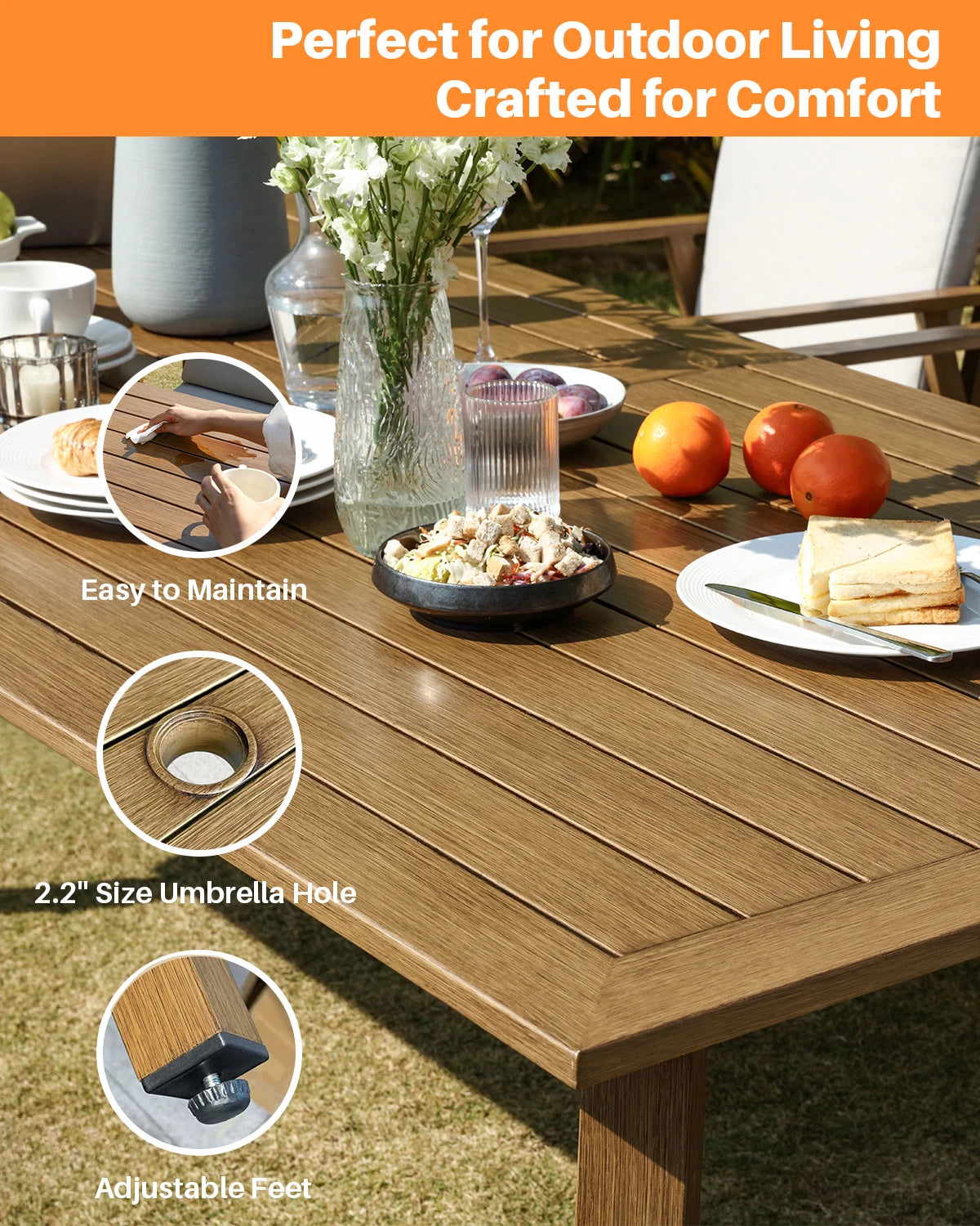SeeHill 9-Piece Outdoor Patio Dining Set With Umbrella Hole