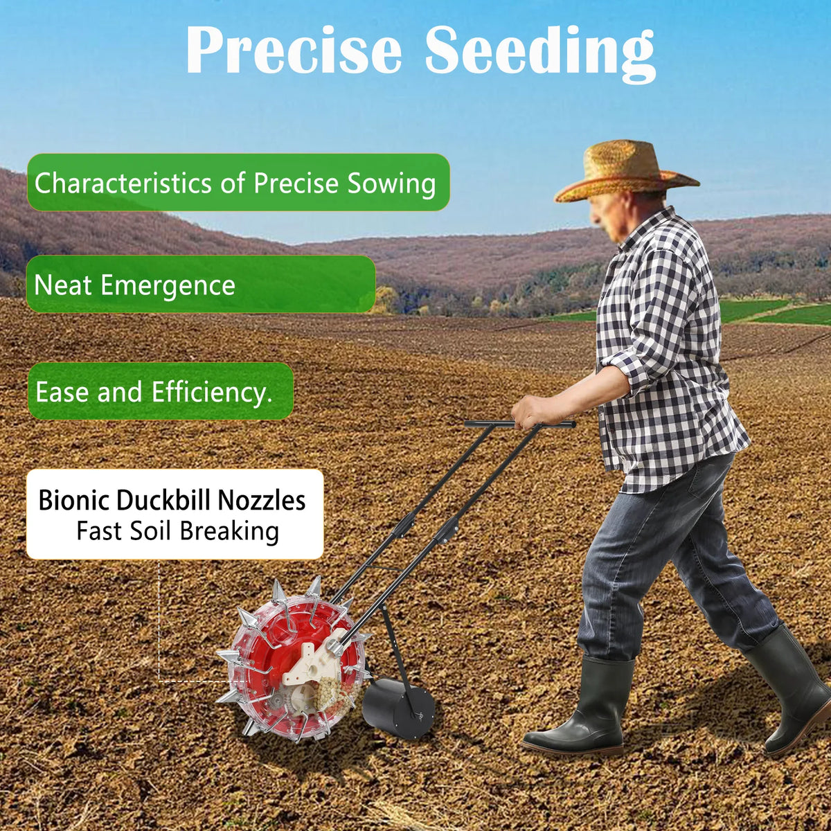 Hand Push Roller Seeder And Fertilizer Applicator
