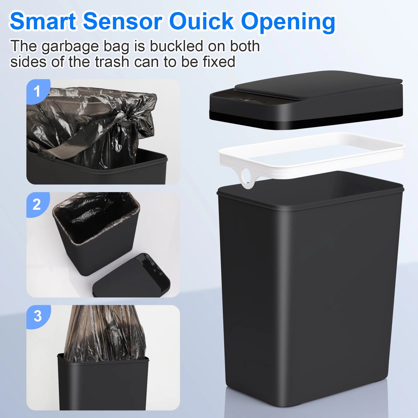 Two Pack Touchless Motion Sensor Trash Cans Slim Design