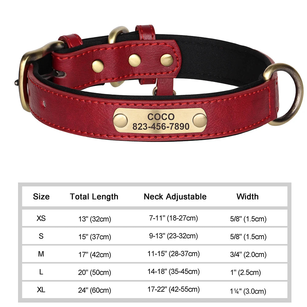 PET ARTIST Personalized Engraved Leather Dog Collar