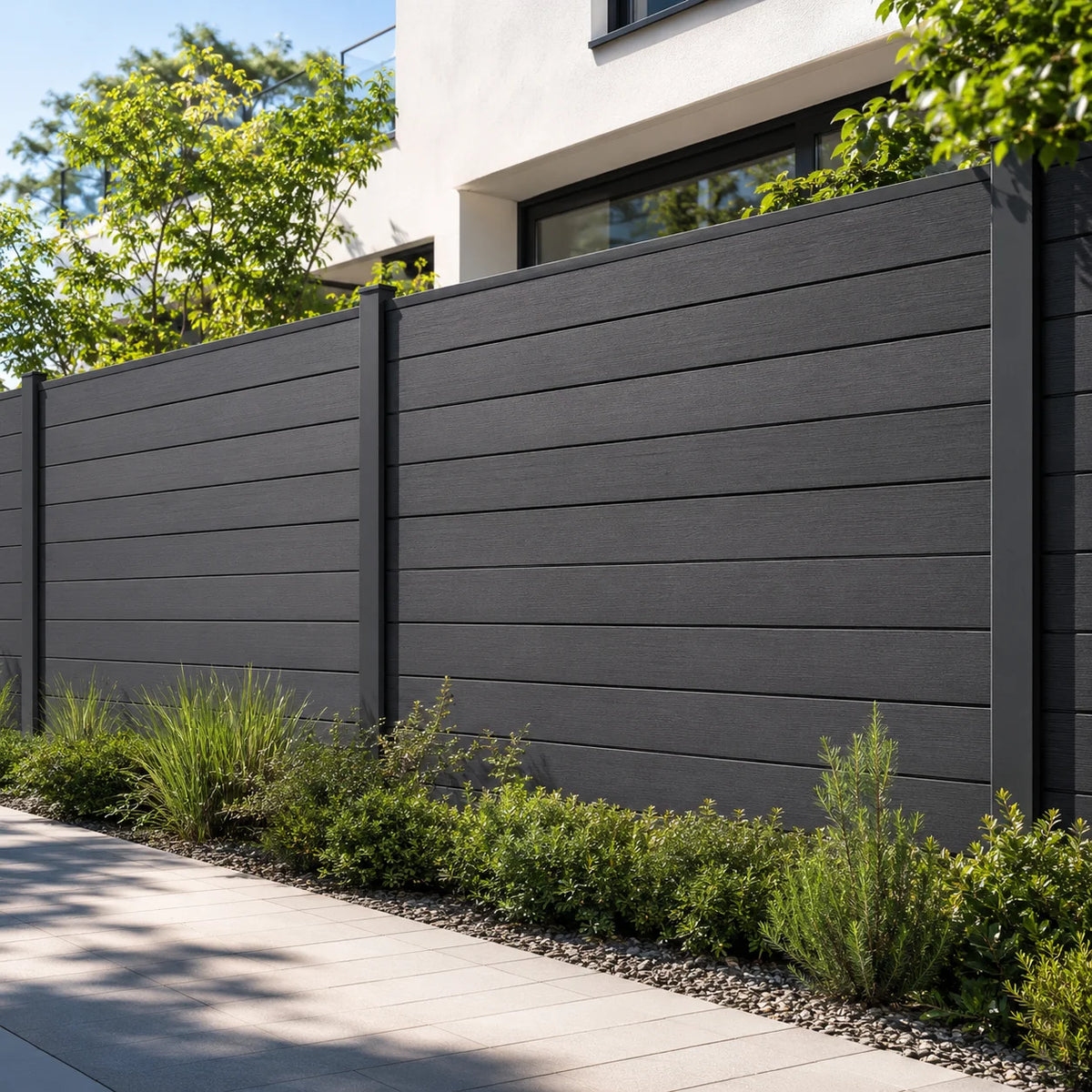 Wholesale WPC Garden Fence Panel Easy Installation UV Resistant Wood Plastic Composite Aluminum Frame Outdoor Fencing
