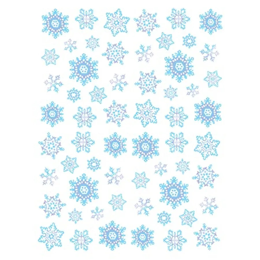 4Sheet Snowflake Stickers in Blue Grey and White for Winter Season Decorations Ideal for Snowy Themes and Festive Holiday Craft