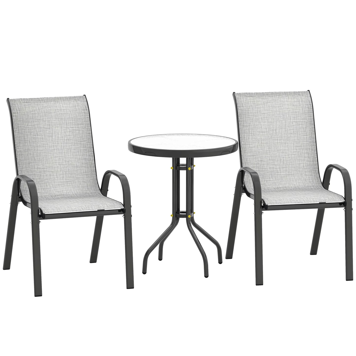Outsunny Outdoor Metal Bistro Set With Stackable Chairs