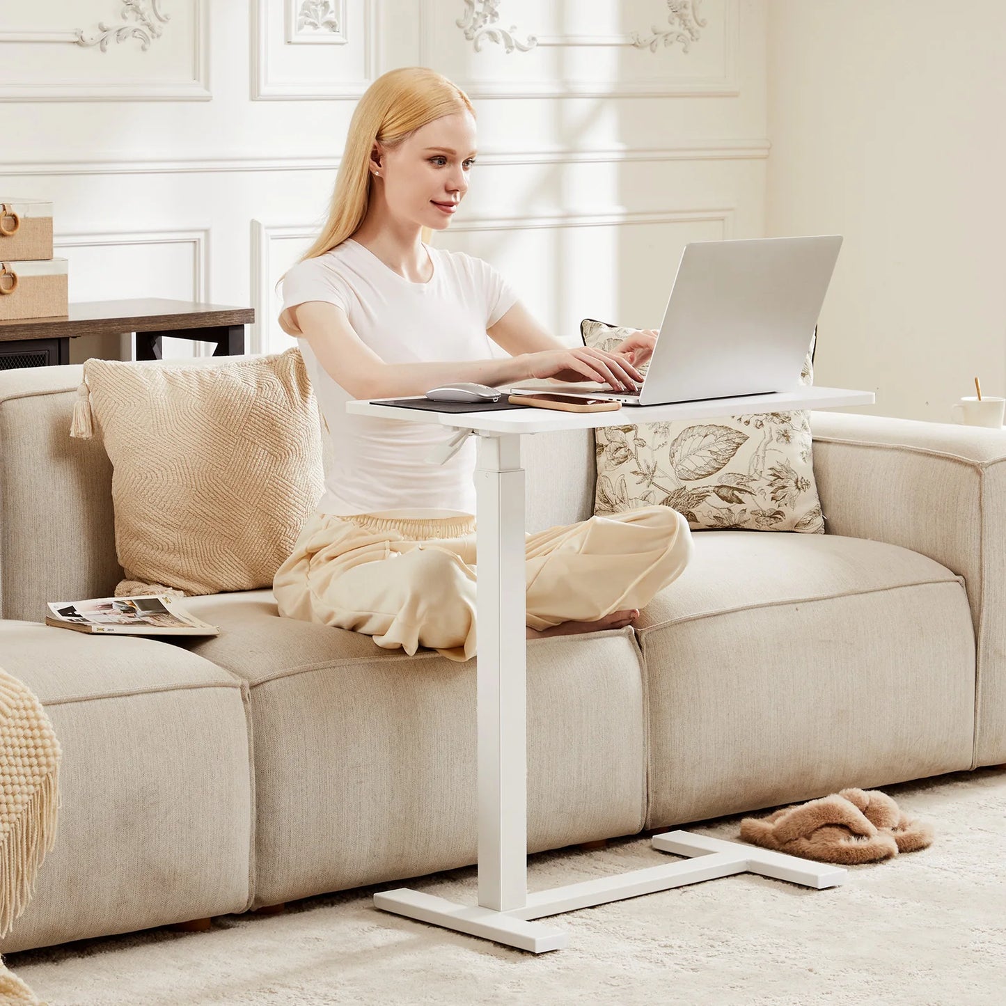 JHK Overbed Bedside Table With Adjustable Height Desk