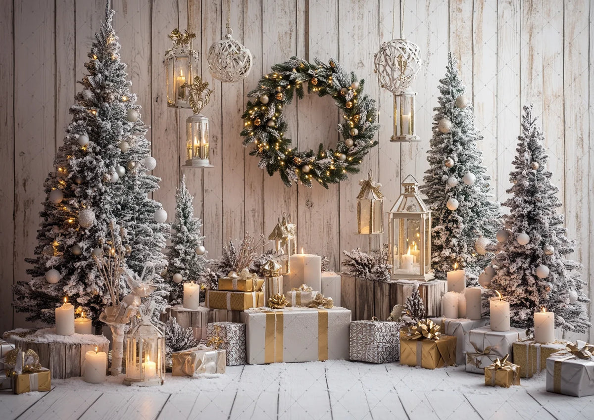 Christmas Background Happy New Year Party Xmas Tree Brick Wall Decoration Adult Children Portrait Photo Backdrop Banner