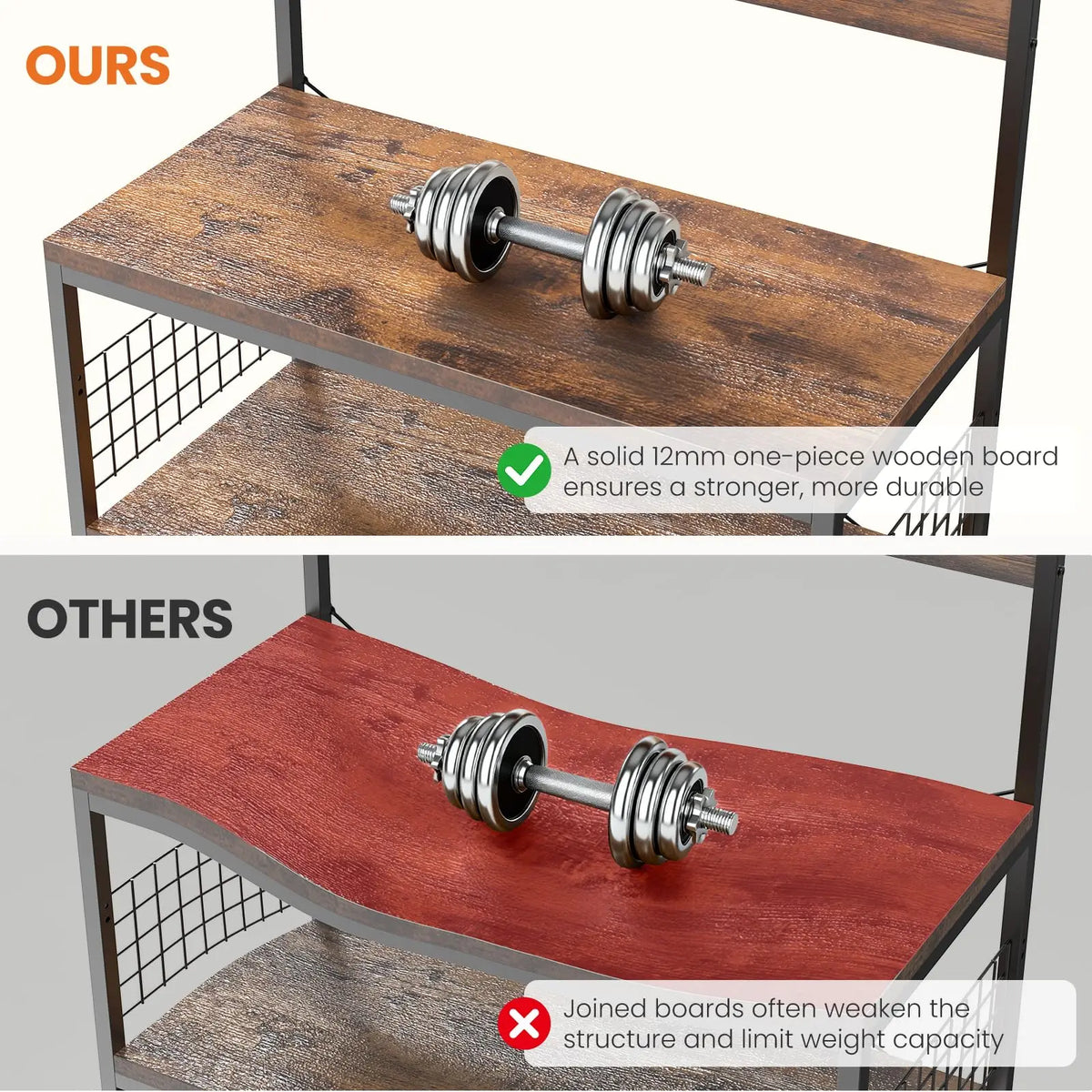 JHK Kitchen Bakers Rack Power Outlet Microwave Stand