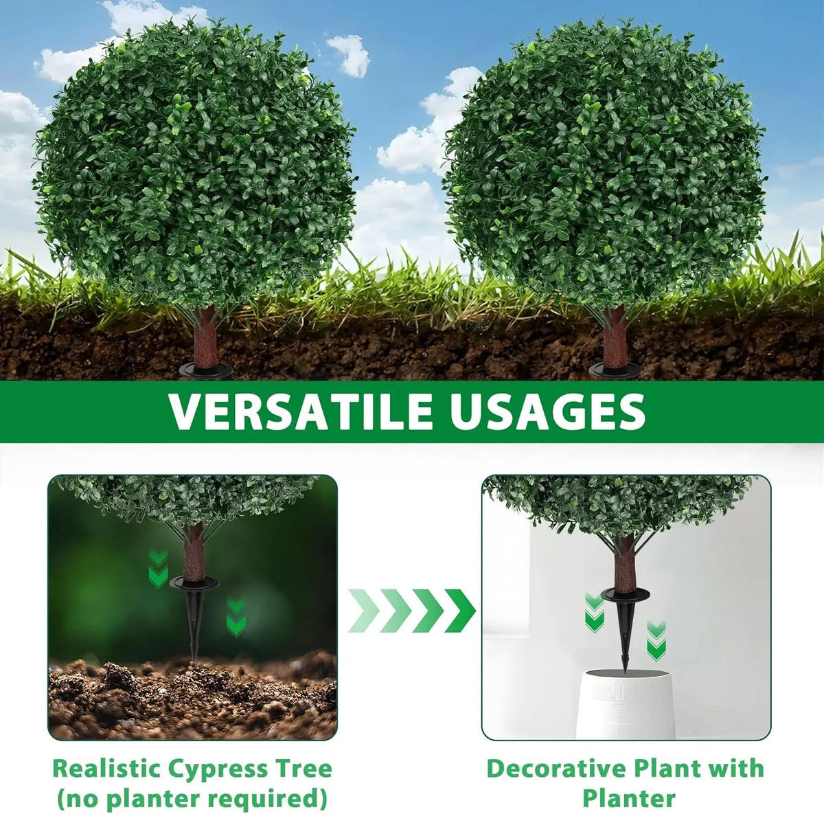 Artificial Boxwood Topiary Ball Tree With Ground Spike